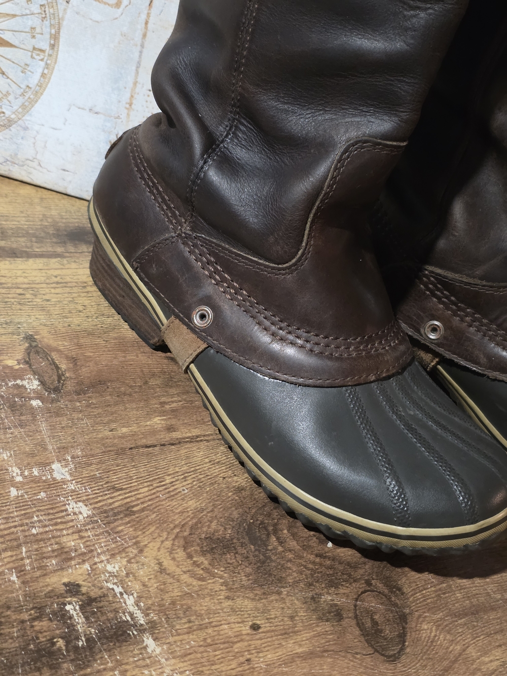 Sorel Slumpack Brown Leather and Rubber Tall Riding Boots - Picture 2 of 13